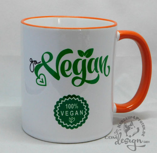 Tasse Vegan -R&H orange | 2 Seiten