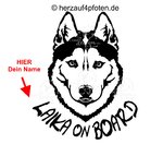 Husky [Dein Name]  on Board - Aufkleber freistehend