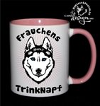 Tasse Frauchens Trinknapf Husky 2 Seiten | Innen rosa