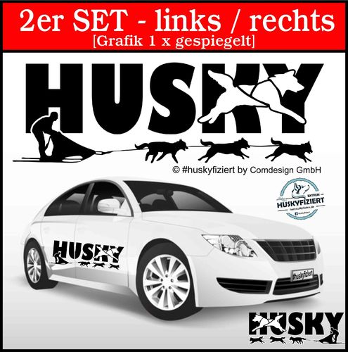 2er Set Autoaufkleber Husky-Musher Design©