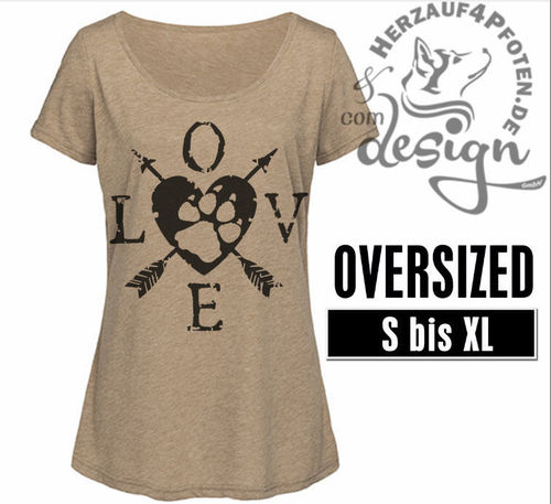 Vintage Damen Shirt Oversized LOVE Pfote