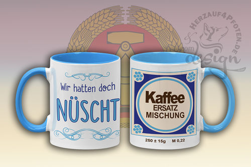 Kaffeebecher DDR Kaffeeersatz Nüscht Hellblau
