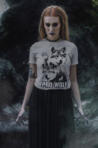 Hochwertiges T-Shirt Damen/Herren Wolf #9 hellgrau