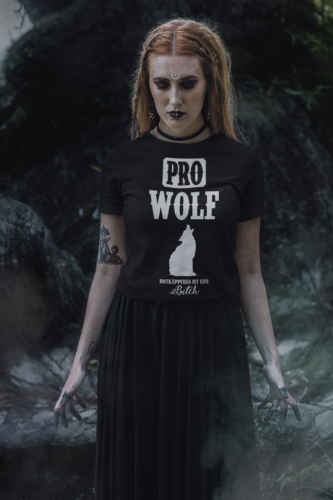 Hochwertiges T-Shirt Damen/Herren Wolf #11 schwarz