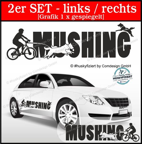 2er Set Autoaufkleber Mushing-Design-Bike©